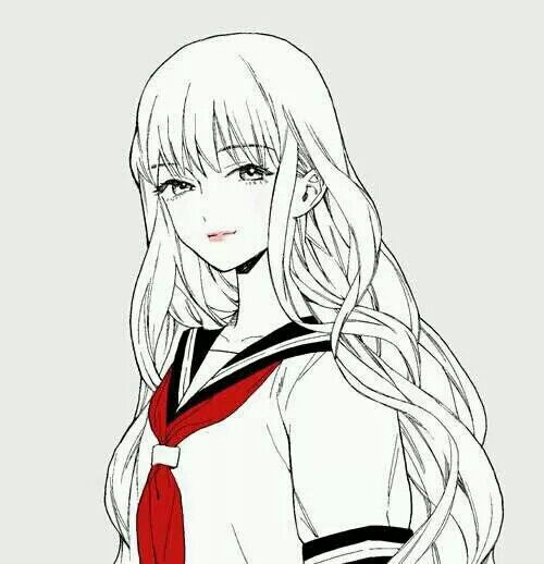  少女刘海长发校服背景简单