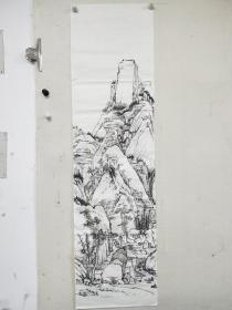  国画山水水墨山水临摹清代画家清四僧弘仁作品美协会员临摹作品保真保手绘未落款