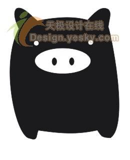  初学者教程用coreldraw绘可爱黑白猪图案