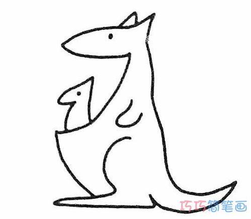  袋鼠妈妈和袋鼠宝宝的画法简单怎么画袋鼠简笔画图片