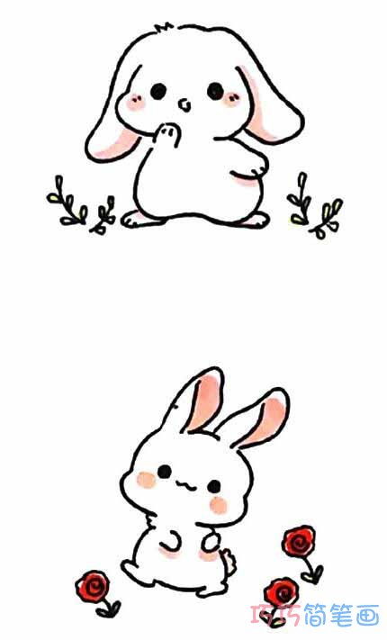  彩色小兔子的画法简单可爱小兔子简笔画图片