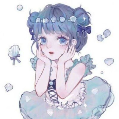 蓝色系小清新动漫女头