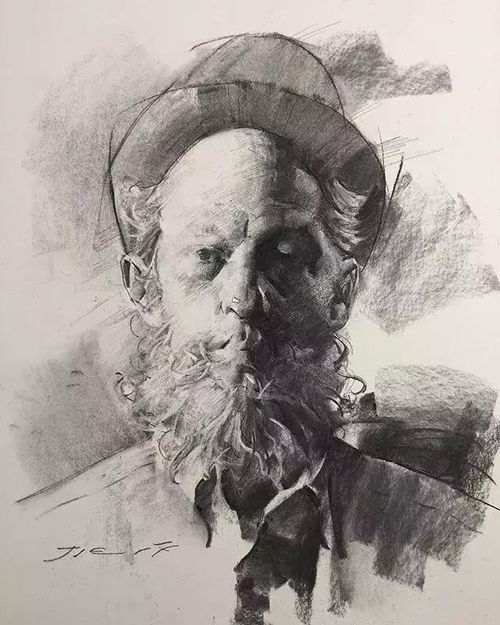 可爱个性油画头像木炭条
