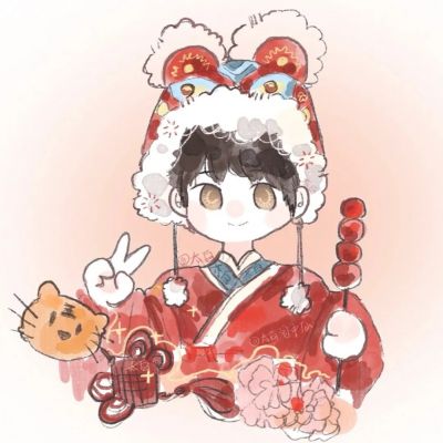  2022新年很萌的卡通情头新年超级喜庆的双人动漫情头