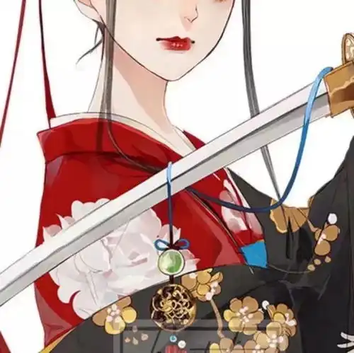  愿做灯红酒绿中张牙舞爪的鬼为所欲为手绘红色系古风女头