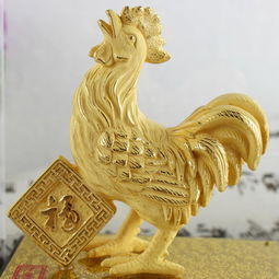  24k黄金绒沙金鸡摆件公鸡生肖鸡摆设风水工艺品摆件创意乔迁礼品