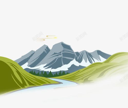  绿色卡通高山流水设计图片免费下载页面网页平面电商创意素材青山素材
