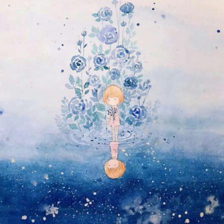  创意插画头像手绘图片有点伤感的孤独的女孩