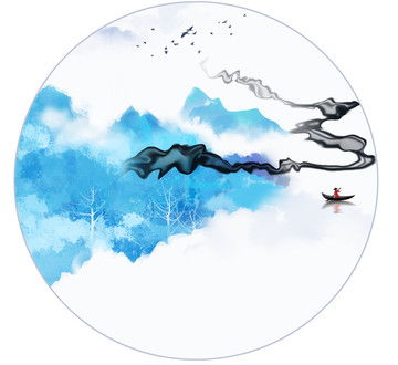  手绘意境山水画新中式山水画
