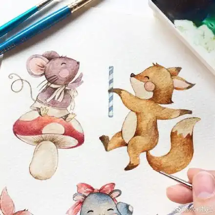 水彩简笔画治愈系小清新插画 水彩简笔画治愈系小清新插画