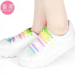  懒人鞋带扣硅胶弹力松紧免绑免系彩色运动扁鞋带儿童防掉松紧免绑,一品好特惠