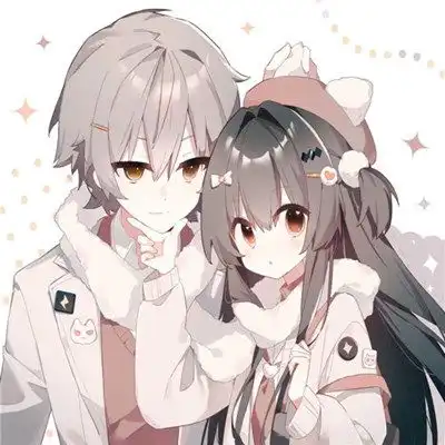  两人一张的手绘甜蜜动漫情头图片,情侣漫画风头像