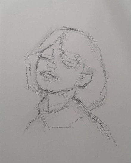 高清素描头像女青年步骤图片
