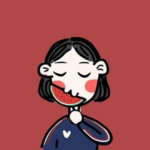  红色背景动漫情侣头像一对一男一女红色系卡通萌图