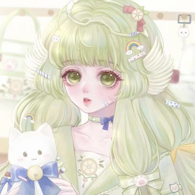  清新温柔绿色系二次元头像图片,仙气绿色系动漫女生头像