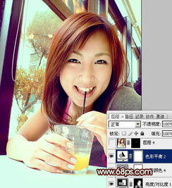  photoshop调出室内人物照片甜美的青褐色