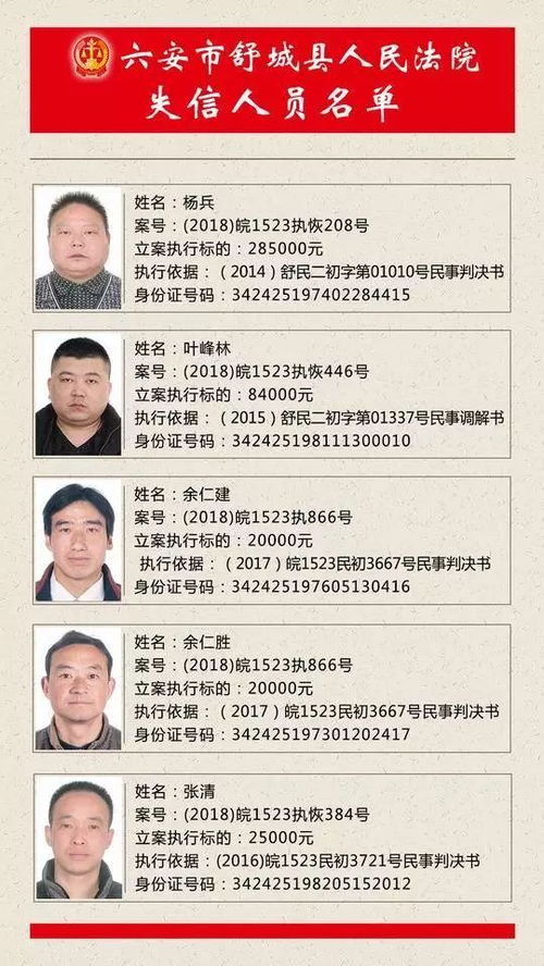  速看六安各县区最新老赖曝光快看看有没有你认识的