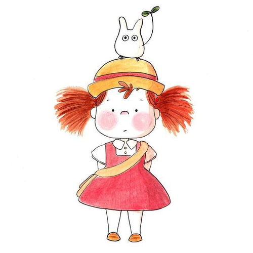  手绘水彩,萌萌少女