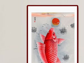  鸿运当头锦鲤装饰画工笔画中式玄关背景墙图片设计素材高清psd模板下载43.20mb山水装饰画大全