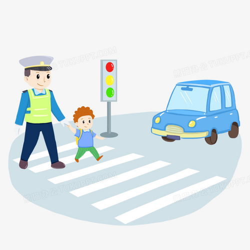  交警带小朋友过马路场景元素png图片素材下载元素png熊猫办公