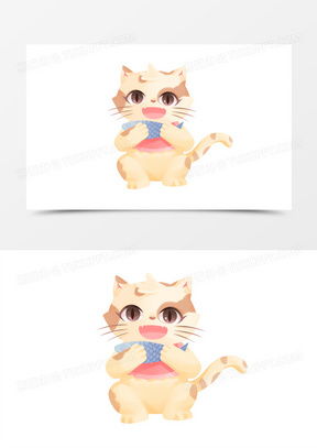  小猫吃鱼的图片卡通唯美大全熊猫办公