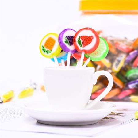  网红创意纯手工水果切片棒棒糖混合水果味糖果休闲零食散装糖