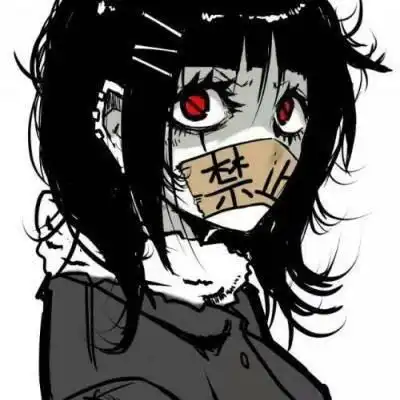  丧系黑化动漫女头带血红色