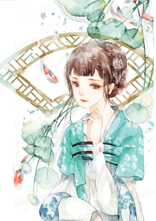  古风清纯优雅美女手绘插画png图片素材免费下载手绘png7951124像素