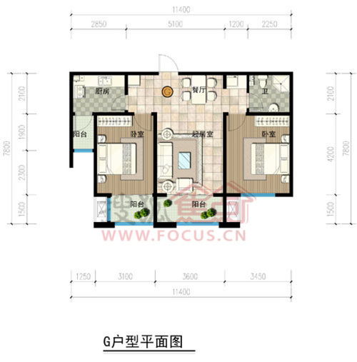  福顺嘉苑高层13两室两厅一卫一厨88.00平g福顺嘉苑户型图