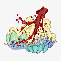  农历新年新中式风格装饰梅花手绘插画图片素材其他格式下载动漫人物大全