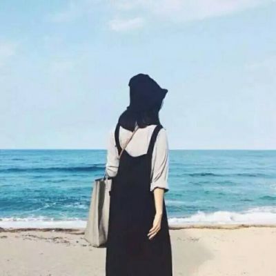  背影女神海边唯美头像图片
