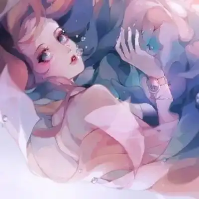 蓝色系女生头像可爱插画