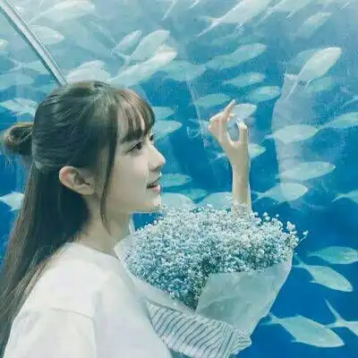 蓝色系女生头像可爱唯美