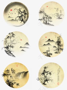  优美古风水墨画竹山水套图素材图片免费下载高清psd千库网图片编号11653628