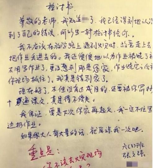  小学生搞笑检讨书,在老师的杯子里做手脚老师你是上天派来折磨我的吗
