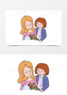  母亲节母女亲人亲情卡通团圆妈妈幸福开心温馨花朵png图片素材免费下载psd格式熊猫办公