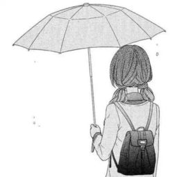 黑白qq头像卡通少女背影
