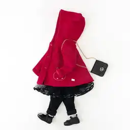  女童洋气外套2018新款红色连帽1岁3洋气恩恩熊厚款女宝宝秋冬装潮