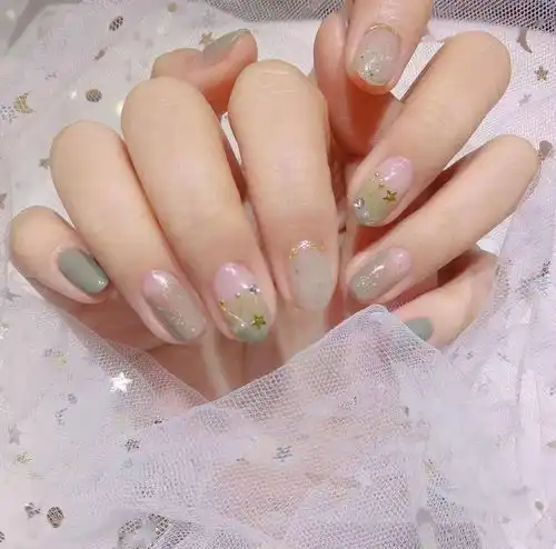 蓝色系女生头像可爱美甲