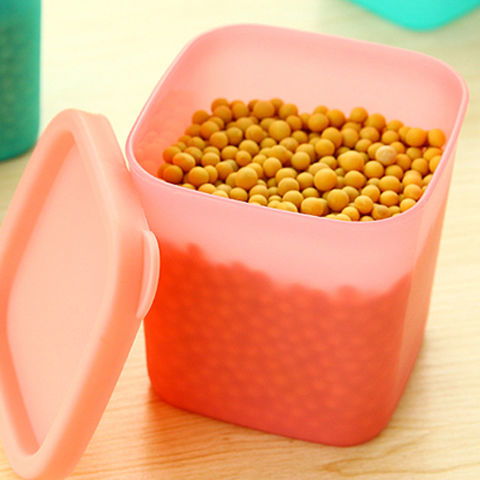  糖果色保鲜盒塑料零食收纳盒杂粮调料盒厨房冰箱迷你密封罐带手柄