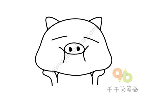  动物头像手帐简笔画长胖的小粉猪