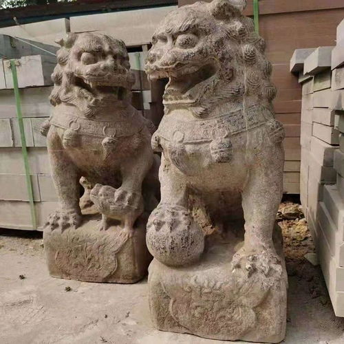  青石仿古做旧石雕狮子汉白玉石狮子加工定做