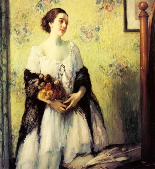  端正秀丽的美女油画︱比利时画家弗尔南图森特绘画作品