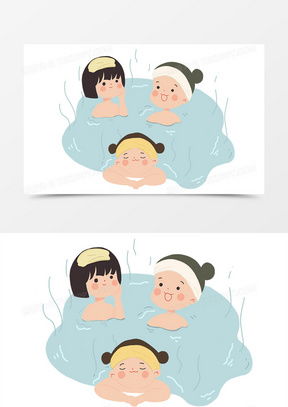  泡温泉图片卡通可爱高清大全熊猫办公
