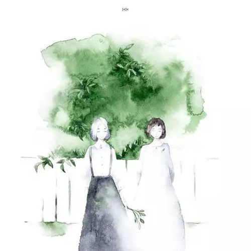  一组小清新水彩插画