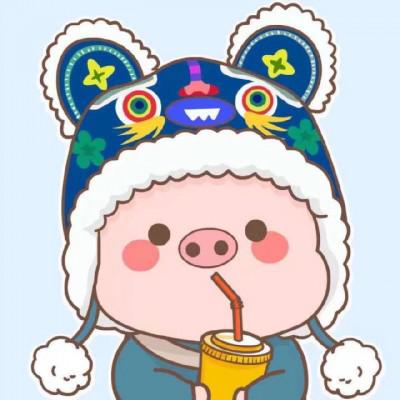  2023喜庆小猪头情侣动漫头像