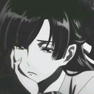  动漫,丧,黑白系女头,愿喜