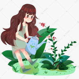  春分浇花的小女孩素材图片免费下载高清psd千库网图片编号11766115