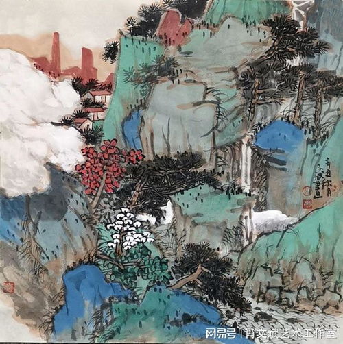  肖文斌青绿山水画作品