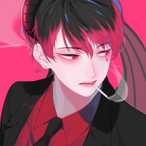  动漫男生头像抽烟系列